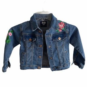 Jean/jacket with embroidered roses excellent condition!